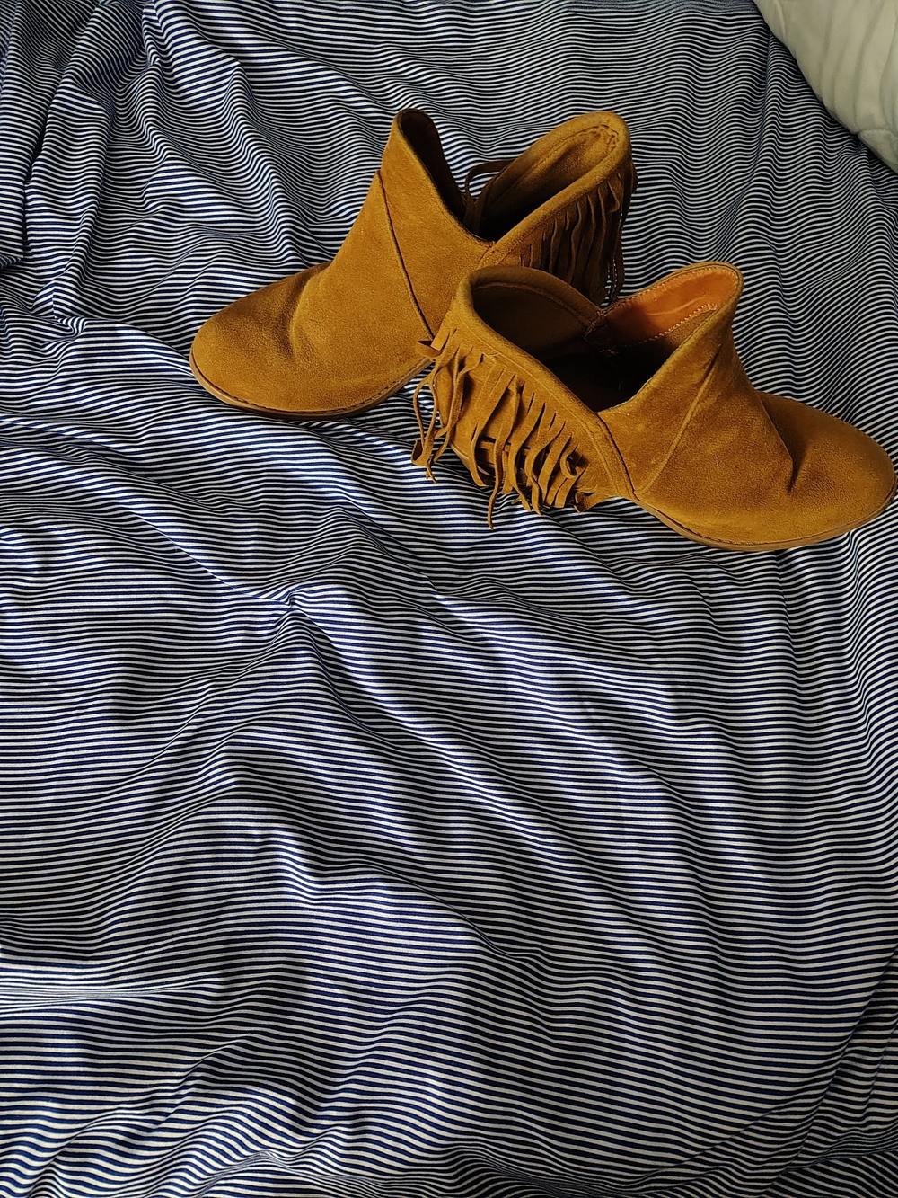 Qupid Tan Fringe Suede Ankle Booties
